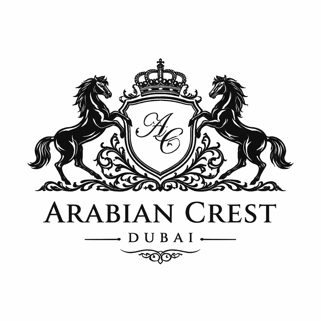 Arabian Crest Dubai official brand logo representing luxury Arabian perfume house, displayed for authentic Arabian Crest Dubai fragrance collection at HA Fragrances.