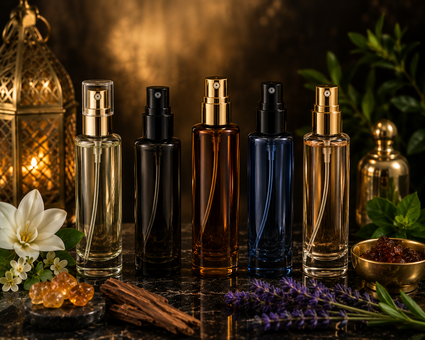 Luxury perfume sprays featuring long-lasting designer-inspired and Arabic fragrances for men and women from HA Fragrances.