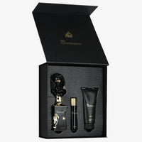 Lattafa His Confession Gift Set EDP 100ML + Travel Spray 12ML + Shower Gel 100ML – Bold Magnetic Power