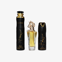 Lattafa Maahir Black Edition 3-Piece Gift Set EDP 100ML + Spray 200ML + Air Freshener 300ML – Bold Smoky Luxury