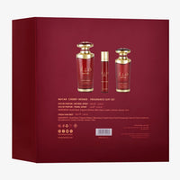 Lattafa Mayar Cherry Intense Gift Set EDP 100ML + Travel Spray 12ML + Hair Mist 50ML – Dark Cherry Addiction