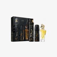 Lattafa Maahir Black Edition 3-Piece Gift Set EDP 100ML + Spray 200ML + Air Freshener 300ML – Bold Smoky Luxury