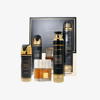 Lattafa Khamrah Gift Set EDP 100ML + Deodorant Spray 200ML + Air Freshener 300ML – Spiced Vanilla Luxury