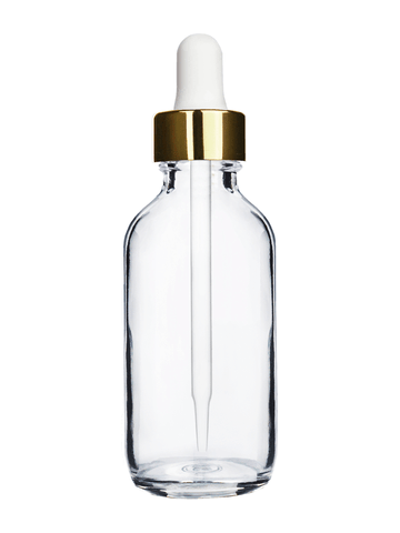 Boston Round Clear Bottle - 60ml (Multiple Dropper Colors)