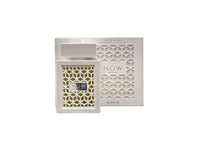 Rave Now White Eau De Parfum Spray bottle and packaging by Lattafa, featuring a white geometric design with elegant branding.