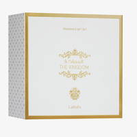 Lattafa The Kingdom Men Gift Set EDP 100ML + Travel Spray 12ML + Shower Gel 100ML – Royal Masculine Power
