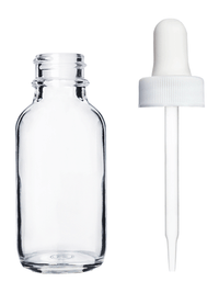 Boston Round Clear Bottle - 30ml (Multiple Dropper Colors)