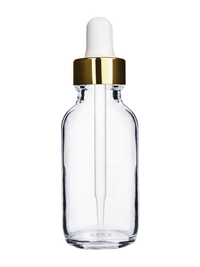 Boston Round Clear Bottle - 30ml (Multiple Dropper Colors)
