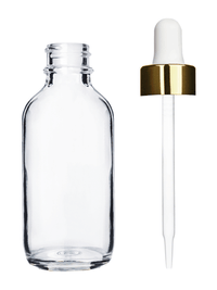 Boston Round Clear Bottle - 60ml (Multiple Dropper Colors)