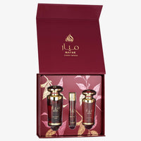 Lattafa Mayar Cherry Intense Gift Set EDP 100ML + Travel Spray 12ML + Hair Mist 50ML – Dark Cherry Addiction