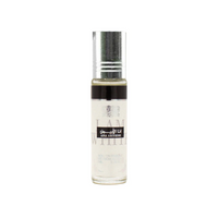 Ana Abiyedh Roll-On Perfume Oil 10ML bottle, featuring a minimalist white and black design, showcasing its luxurious unisex fragrance.