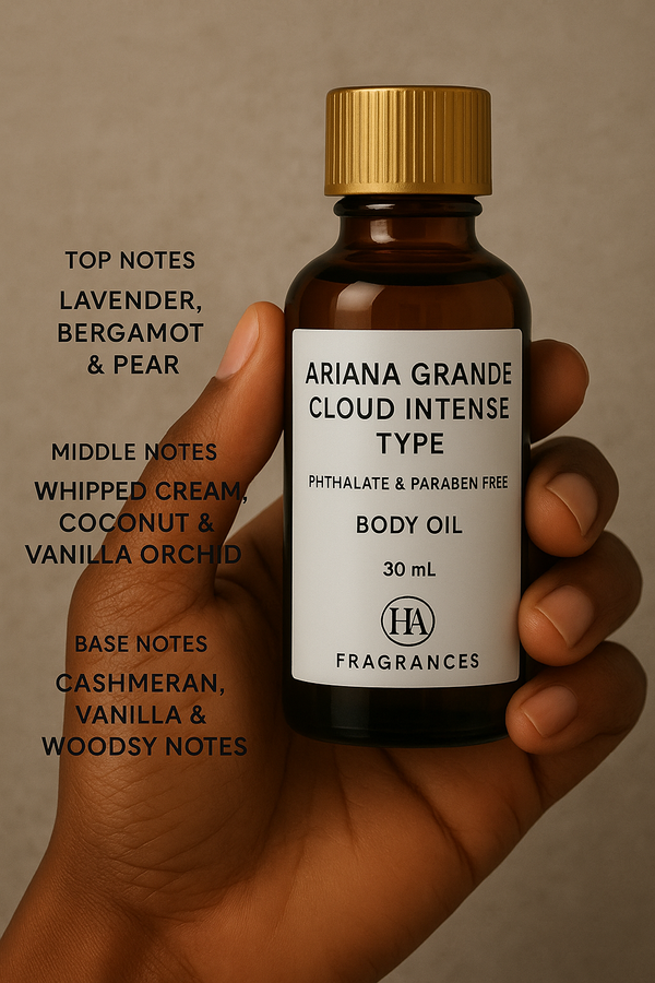 Ariana Grande Cloud Intense inspired fragrance oil with lavender, pear, whipped cream, coconut, vanilla and woodsy notes