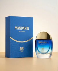 Bharara Beauty Mast Mandarin Eau de Parfum 3.4oz with blue luxury box and gold cap bottle displayed on neutral background.