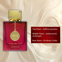 Detailed view of Club De Nuit Untold EDP bottle highlighting its notes and premium finish.