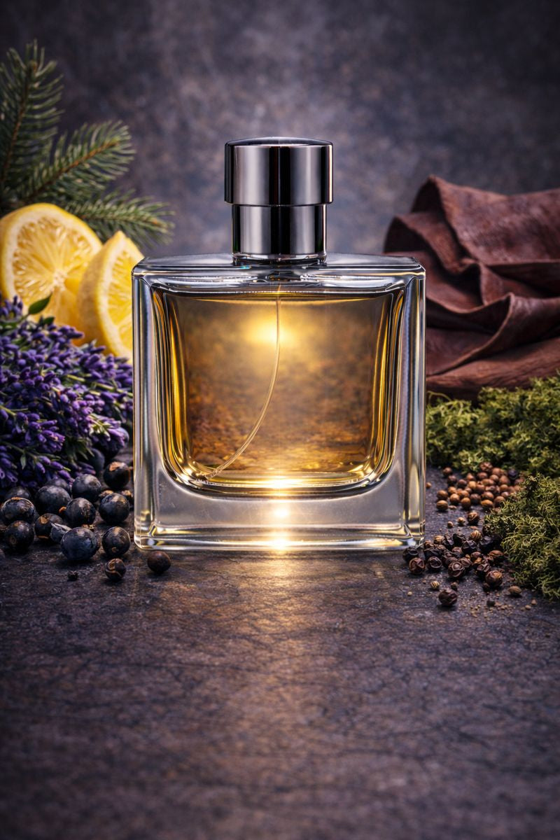 Drakkar Noir inspired fragrance oil with lavender, lemon, bergamot, juniper, oakmoss, pine needles, and leather notes