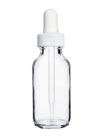 Boston Round Clear Bottle - 30ml (Multiple Dropper Colors)