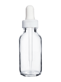 Boston Round Clear Bottle - 30ml (Multiple Dropper Colors)
