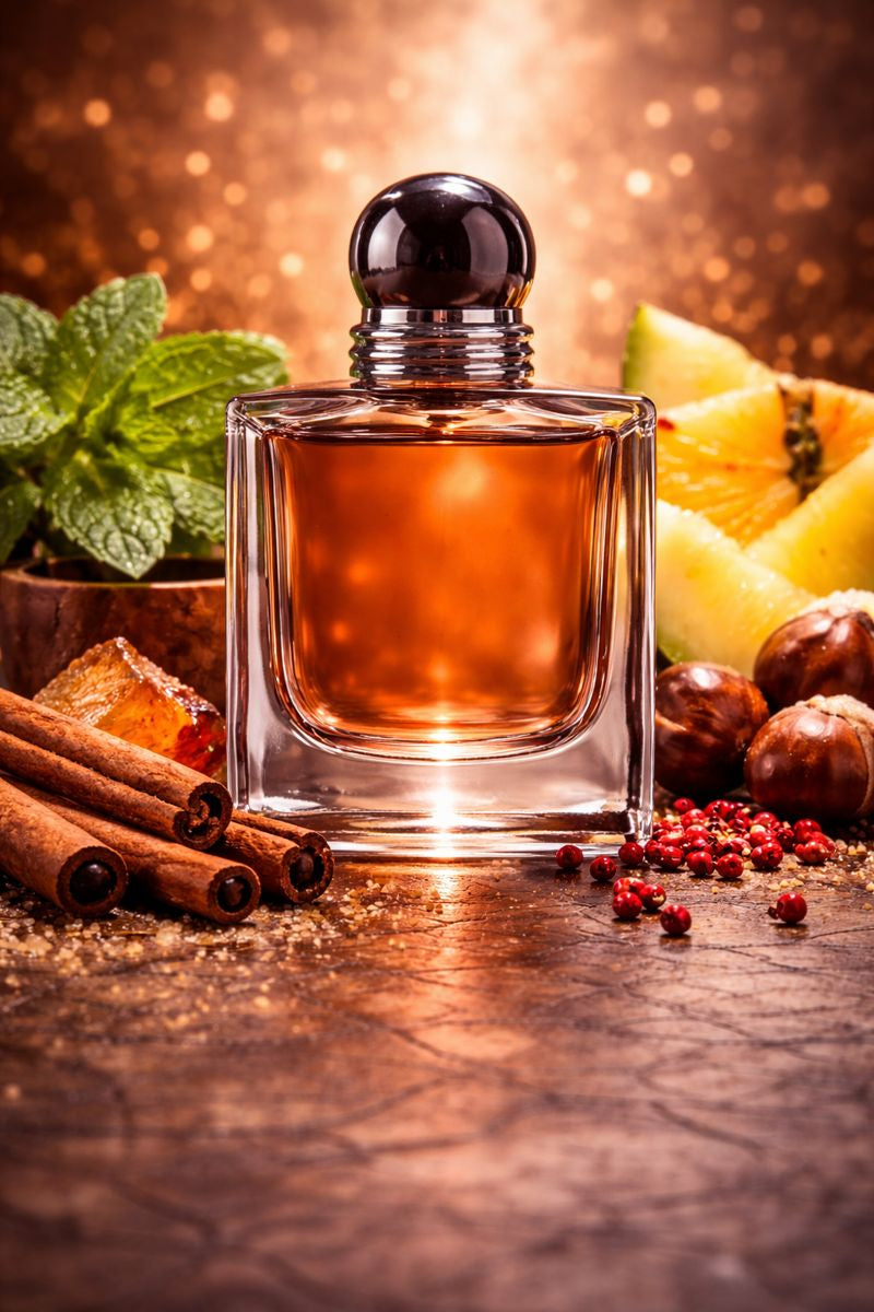 Giorgio Armani Stronger With You inspired fragrance oil with cardamom, pink pepper, pineapple, vanilla, chestnut, and amber wood notes