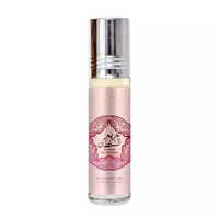 Hareem Al Sultan Concentrated Perfume Oil 10ml roll-on bottle with pink design and silver cap.