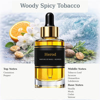 Herod Parfums de Marly inspired fragrance oil with Cinnamon, Pepper, Tobacco Leaf, Incense, Osmanthus, Labdanum, and Vanilla, Musk, Cedar, Vetiver notes
