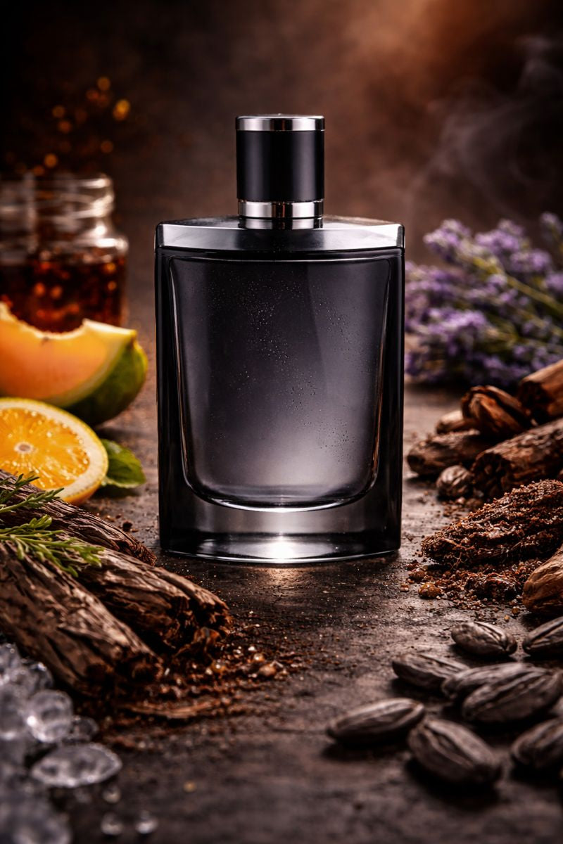 Jimmy Choo Man Intense inspired men’s fragrance oil featuring melon, mandarin orange, black pepper, tonka bean, patchouli, and a warm woody masculine profile