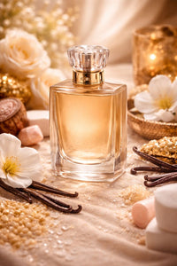 Kayali Vanilla 28 inspired fragrance oil featuring creamy vanilla, sugar, tonka bean, amber, and soft floral notes in a warm luxurious setting