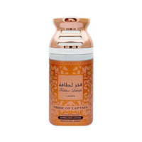 Lattafa Fakhar Pink Pride Concentrated Extra Long-Lasting Perfumed Spray for Women, featuring an elegant rose gold and orange design, 9 Oz.