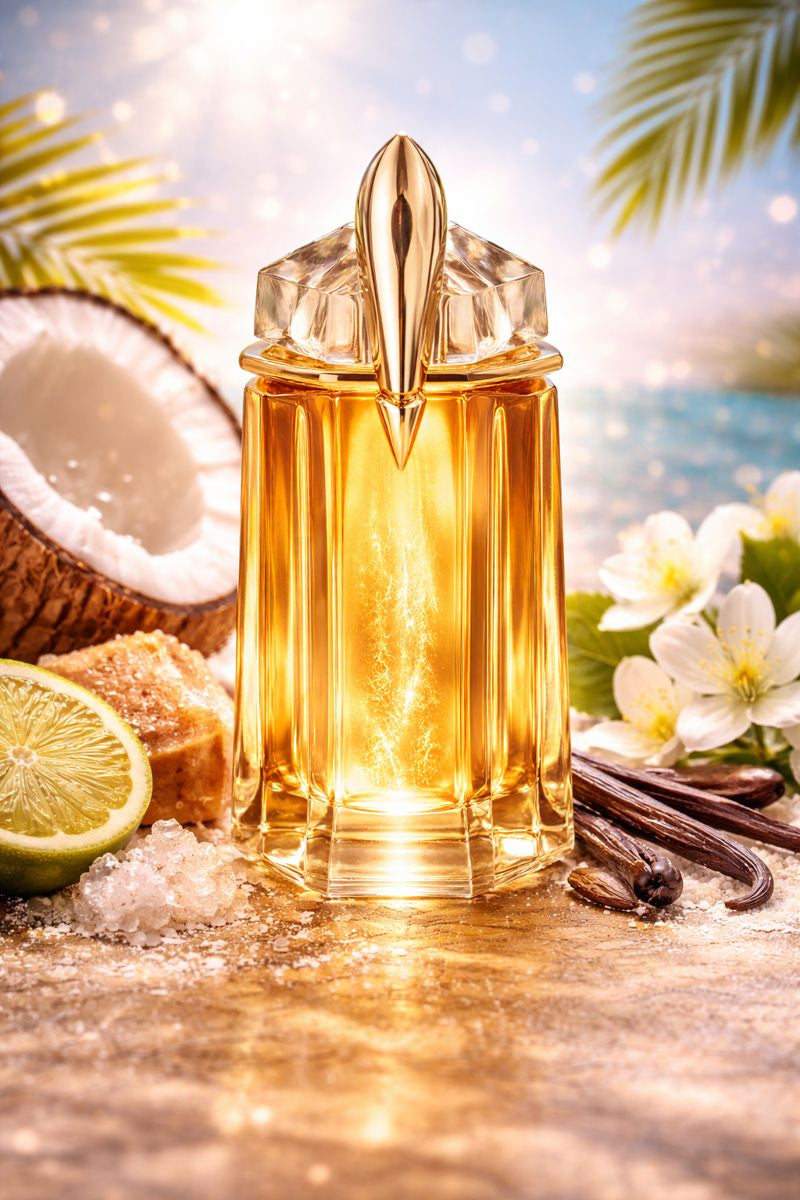 Mugler Alien Goddess inspired fragrance oil with coconut water, jasmine, bergamot, bourbon vanilla, and cashmeran notes