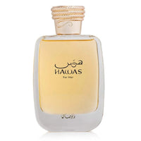 Rasasi Hawas for Her Eau de Parfum 100ml elegant feminine fragrance bottle with golden tones