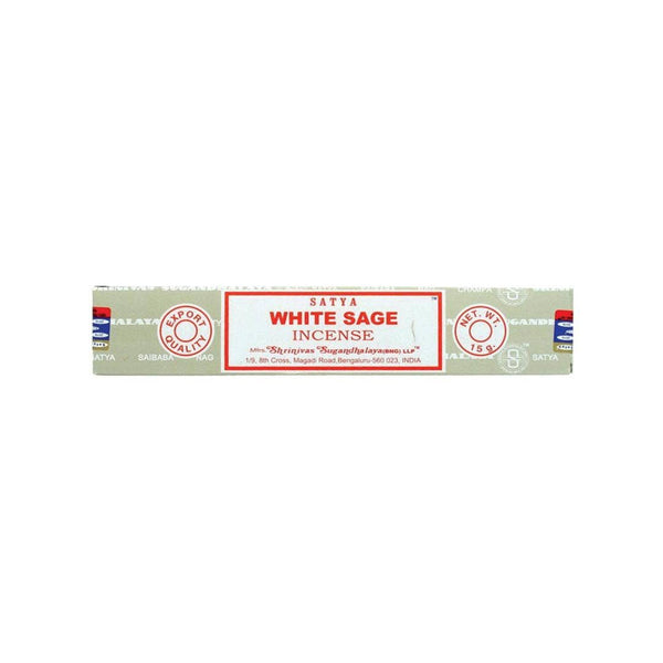 Satya White Sage incense 15g agarbatti pack with traditional grey and red packaging
