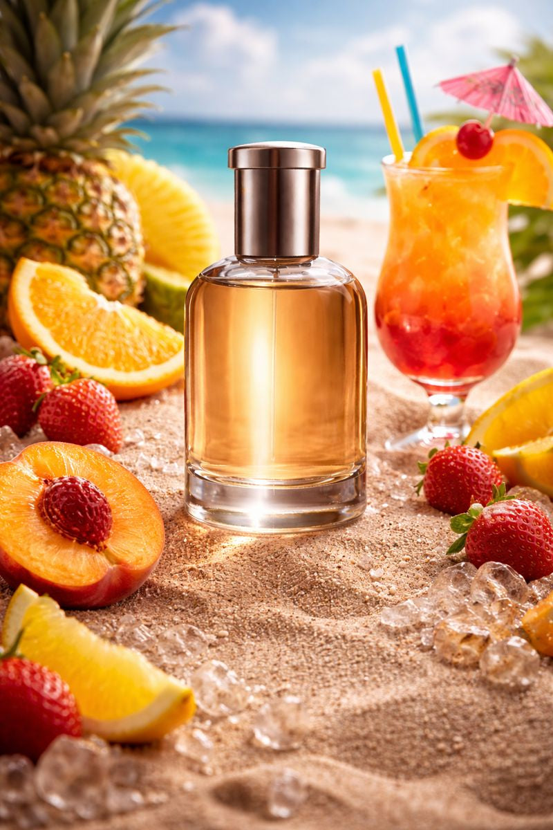Fruity tropical fragrance oil inspired by Sex on the Beach with bright citrus, juicy fruits, and a playful summer beach vibe