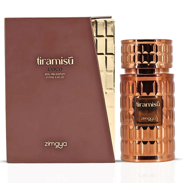 Zimaya Tiramisu Coco Eau de Parfum 100ml sweet gourmand perfume bottle with box packaging